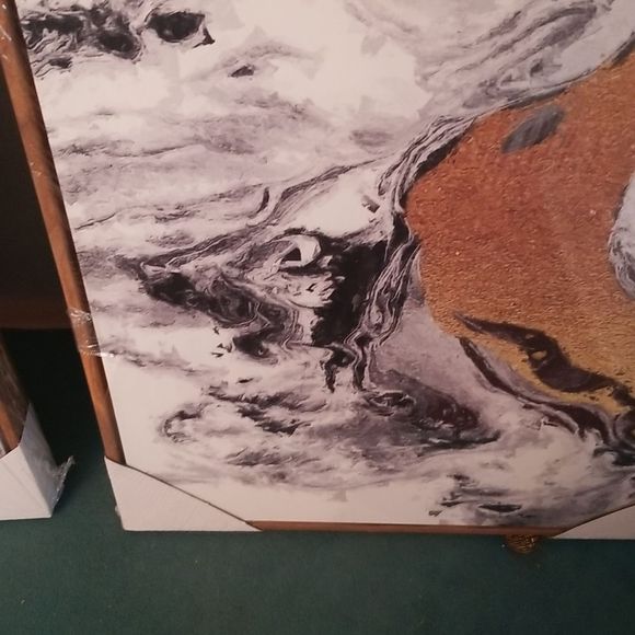 16" X 24" Marble & Gold Wood Look Framed Canvas Wall Art! New Sealed - Picture 5 of 9